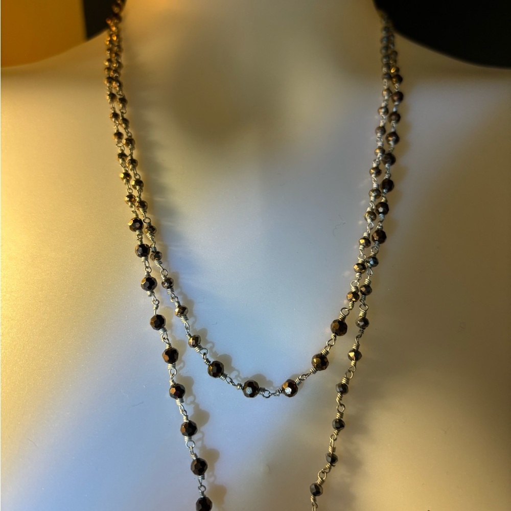 Elegant Black and Silver Beaded double stranded Necklace